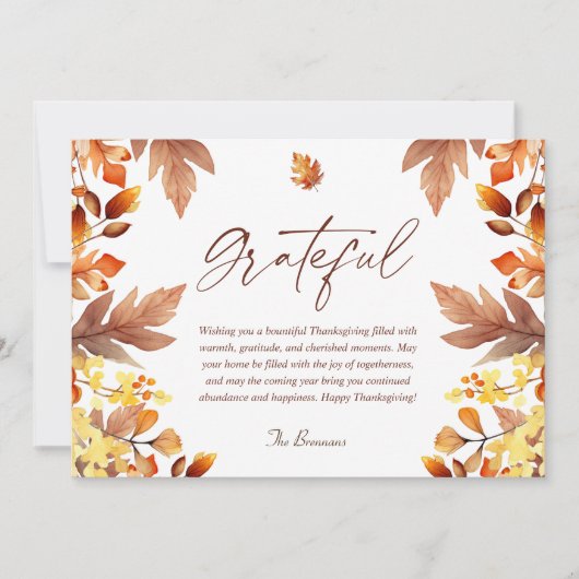 Cartes Pour Fêtes Annuelles Élégant moderne Grateful Fall Thanksgiving (Devant)