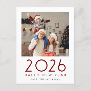 Cartes Pour Fêtes Annuelles Élégant moderne Joyeux Nouvel An 2026 Photo de fam