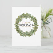 Cartes Pour Fêtes Annuelles Elégant moderne photo vert vert Wreath Noël (Debout devant)