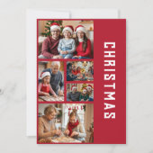 Cartes Pour Fêtes Annuelles Elégant moderne Red Cinq photo Collage Noël (Devant)