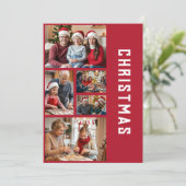 Cartes Pour Fêtes Annuelles Elégant moderne Red Cinq photo Collage Noël (Debout devant)