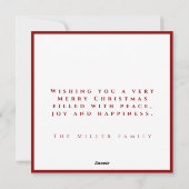 Cartes Pour Fêtes Annuelles Élégant moderne Red Star Joyeux Noël (Dos)