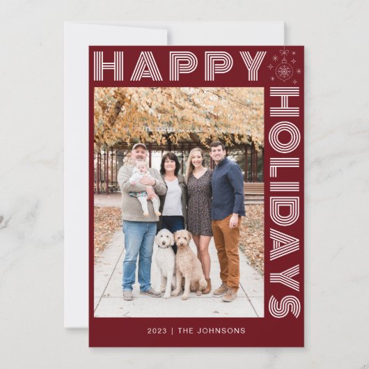 Cartes Pour Fêtes Annuelles Élégant Moderne Rétro Une Photo personnalisée Roug (Devant)