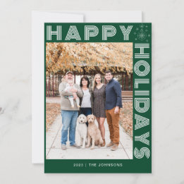 Cartes Pour Fêtes Annuelles Élégant Moderne Rétro Une Photo Vert Foncé Personn