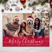 Cartes Pour Fêtes Annuelles Élégant moderne Rouge Script 2 Photo Noël