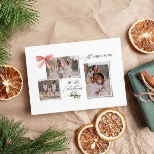 Cartes Pour Fêtes Annuelles Elégant moderne traditionnel arc rouge multi photo