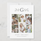 Cartes Pour Fêtes Annuelles Élégant Monogramme botanique 6 Photo Collage (Devant)