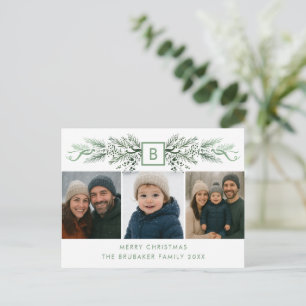 Cartes Pour Fêtes Annuelles Élégant Monogramme Moderne Budget 3 Photo Noël