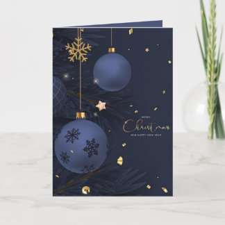 Cartes Pour Fêtes Annuelles Elegant Navy Blue & Gold Ornaments Corporate