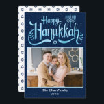 Cartes Pour Fêtes Annuelles Elegant Navy Blue Happy Hanoukka Photo<br><div class="desc">Elegant Navy Blue Happy Hanoukka Photo Holiday Card</div>