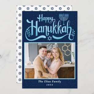 Cartes Pour Fêtes Annuelles Elegant Navy Blue Happy Hanoukka Photo