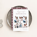 Cartes Pour Fêtes Annuelles Élégant Noël 6 Photo Collage Happiest<br><div class="desc">Partagez votre joie avec ces cartes de fin de année modernes avec 6 de vos photos préférées dans un montage en grille. "Happiest Holidays" apparaît en haut dans la calligraphie lettrée à la main et la lettrage serif classique. Personnalisez avec votre nom de famille et l'année en bas à droite....</div>