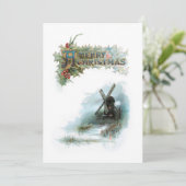 Cartes Pour Fêtes Annuelles Elégant Noël avec Holly & Windmill (Debout devant)