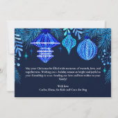 Cartes Pour Fêtes Annuelles Elégant Noël Baubles Marine Bleu Aquarelle (Dos)