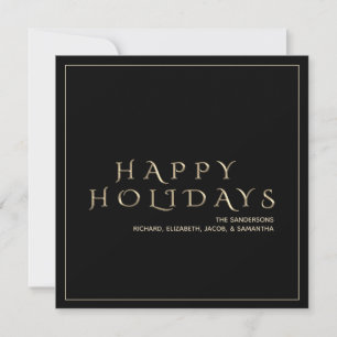 Cartes Pour Fêtes Annuelles Élégant Noël Black Gold Joyeux vacances