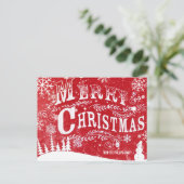 Cartes Pour Fêtes Annuelles Élégant Noël blanc rouge joyeux (Debout devant)