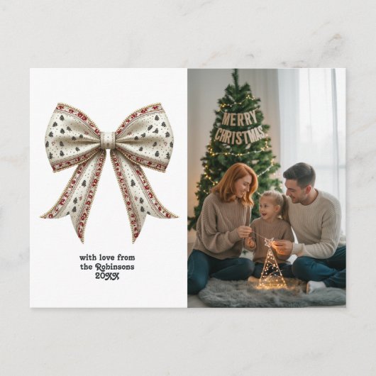 Cartes Pour Fêtes Annuelles Élégant Noël Bow Noël (Devant)
