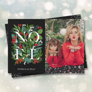 Cartes Pour Fêtes Annuelles Elégant NOEL de verdure sur photo noire