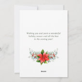 Cartes Pour Fêtes Annuelles Elégant Noël Deer Poinsettia Salutation (Dos)