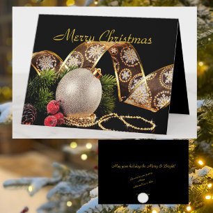 Cartes Pour Fêtes Annuelles Élégant Noël d'entreprise Or Argent Vœux de Fêtes