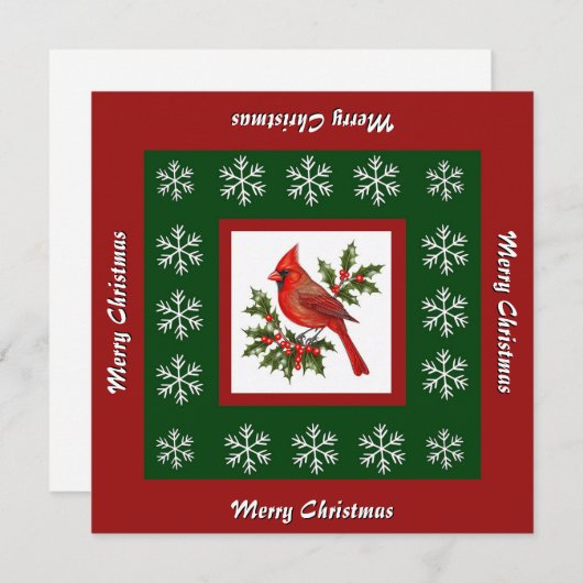 Cartes Pour Fêtes Annuelles Élégant Noël d'Oiseau Rouge moderne unique (Devant / Derrière)