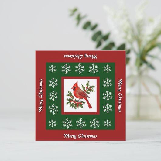 Cartes Pour Fêtes Annuelles Élégant Noël d'Oiseau Rouge moderne unique (Debout devant)