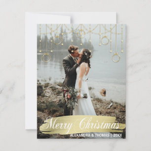 Cartes Pour Fêtes Annuelles Élégant Noël d'or premier marié engagé photo