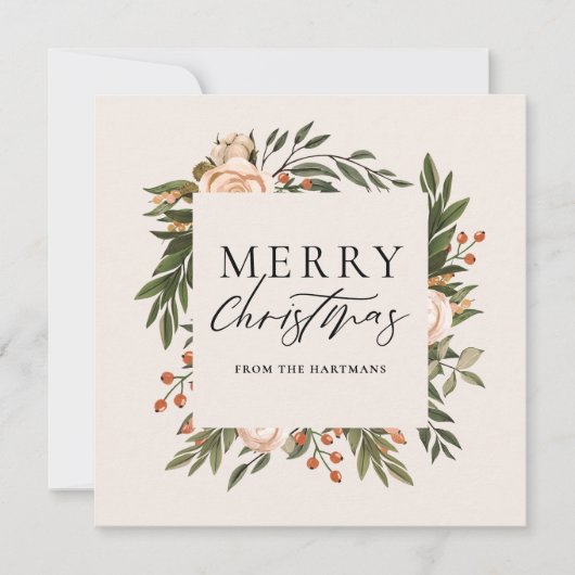 Cartes Pour Fêtes Annuelles Élégant Noël en terre cuite florale Boho (Devant)