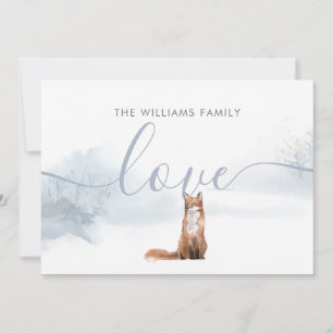 Cartes Pour Fêtes Annuelles Élégant Noël hiver Woodland Fox Nom de famille
