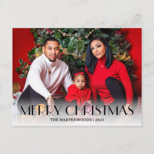 Cartes Pour Fêtes Annuelles Élégant Noël Jours fériés Script Famille Une photo