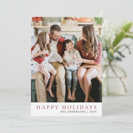 Cartes Pour Fêtes Annuelles Élégant Noël minimal | Famille moderne 1 photo (Debout devant)