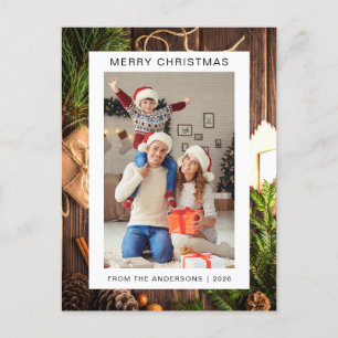 Cartes Pour Fêtes Annuelles Élégant Noël minimal Famille moderne 1 photo