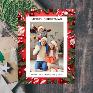 Cartes Pour Fêtes Annuelles Élégant Noël minimal Famille moderne 1 photo