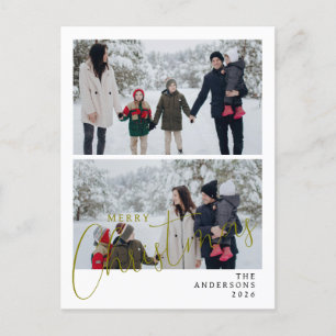 Cartes Pour Fêtes Annuelles Élégant Noël minimal Famille moderne 2 Photo