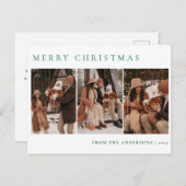 Cartes Pour Fêtes Annuelles Élégant Noël minimal | Famille moderne 3 Photo (Devant / Derrière)