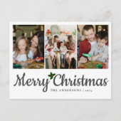 Cartes Pour Fêtes Annuelles Élégant Noël minimal | Famille moderne 3 Photo (Devant)