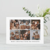 Cartes Pour Fêtes Annuelles Élégant Noël minimal | Famille moderne 6 Photo (Debout devant)