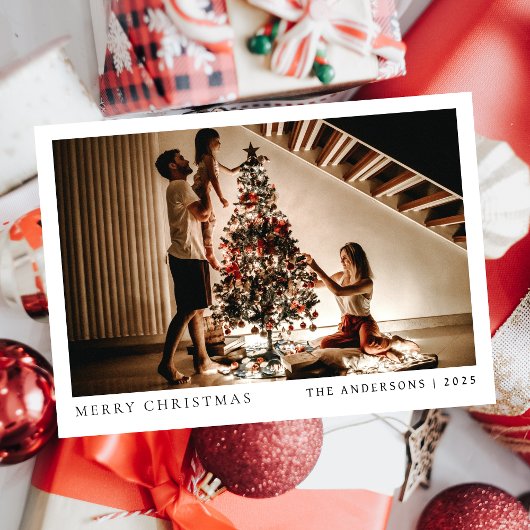 Cartes Pour Fêtes Annuelles Élégant Noël minimal | Portrait de famille moderne