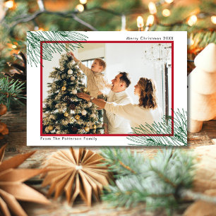 Cartes Pour Fêtes Annuelles Élégant Noël minimaliste à la verdure dessinée à l
