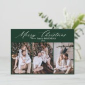 Cartes Pour Fêtes Annuelles Élégant Noël moderne 3 photo Collage vert (Debout devant)