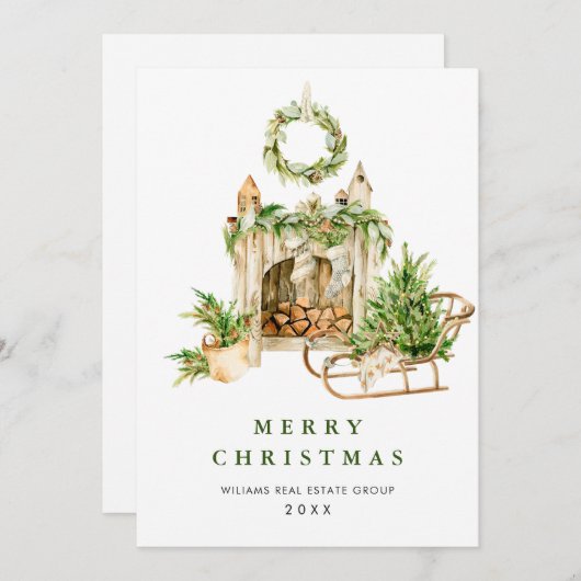 Cartes Pour Fêtes Annuelles Élégant Noël Ornament Accueil d'entreprise (Devant / Derrière)