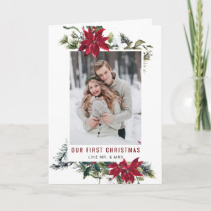 Cartes Pour Fêtes Annuelles Élégant Noël Poinsettia Photo Grey