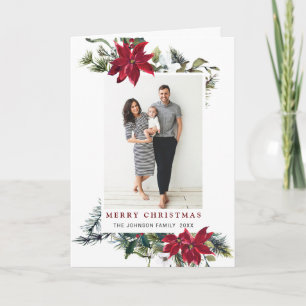 Cartes Pour Fêtes Annuelles Élégant Noël Poinsettia Photo Grey