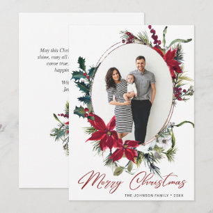 Cartes Pour Fêtes Annuelles Élégant Noël Poinsettia Photo Grey