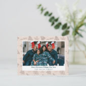 Cartes Pour Fêtes Annuelles Élégant Noël rose pâle avec photo (Debout devant)