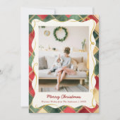 Cartes Pour Fêtes Annuelles Élégant Noël Rouge Vert Plaid Motif 1 Photo (Devant)