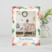 Cartes Pour Fêtes Annuelles Élégant Noël Rouge Vert Plaid Motif 1 Photo (Debout devant)