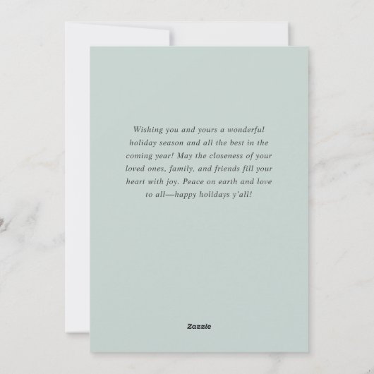 Cartes Pour Fêtes Annuelles Élégant Noël Sage Green Ornament Salutation (Dos)