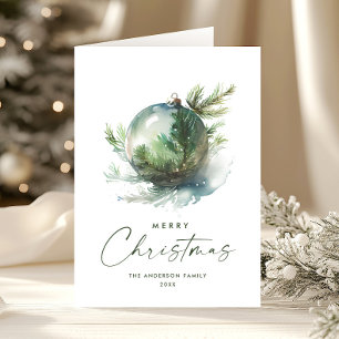 Cartes Pour Fêtes Annuelles Élégant Noël Sage Green Ornament Salutation