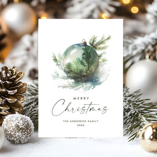 Cartes Pour Fêtes Annuelles Élégant Noël Sage Green Ornament Salutation